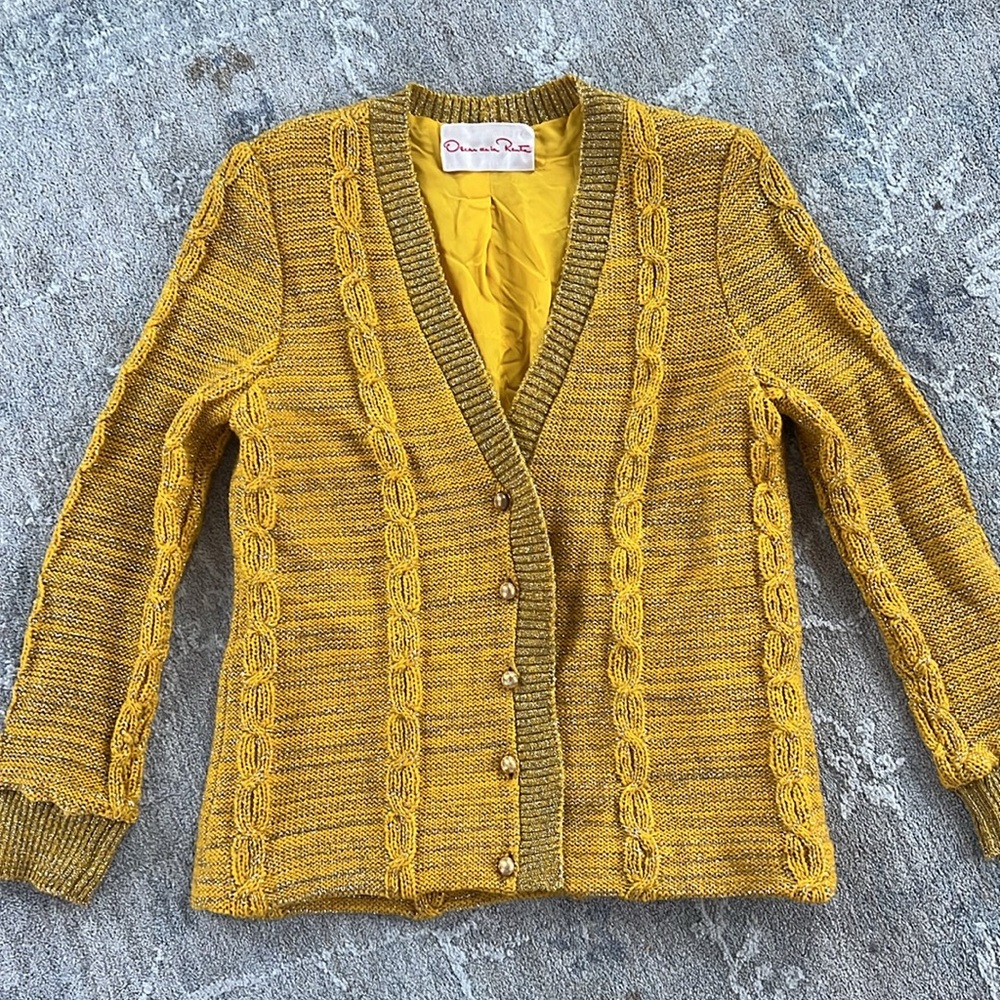 RARE Vintage Oscar de La Renta 1960’s knit cardigan skirt set - Picture 5 of 16